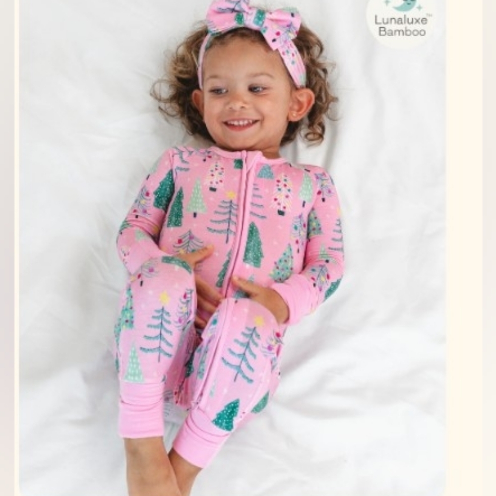 Little Sleepies Zippy Pink Twinkling Trees 6-12 Months